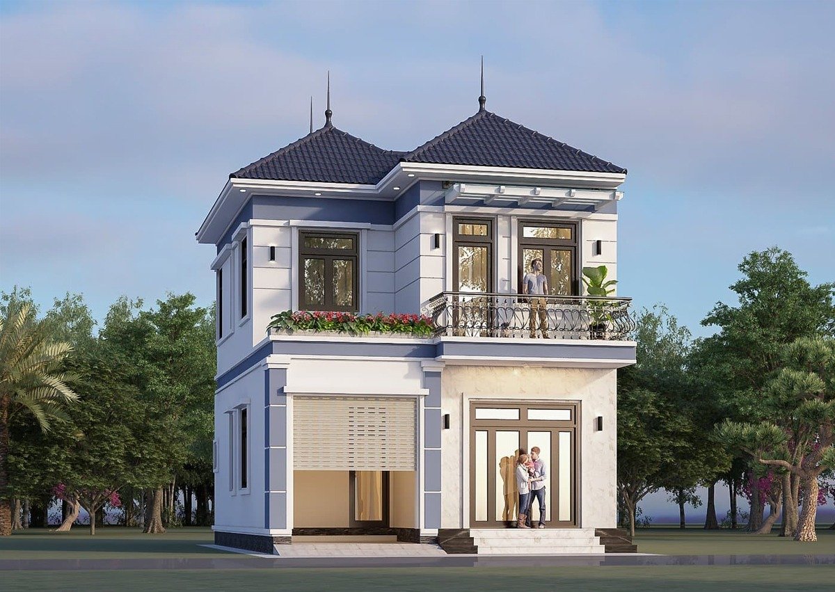 Mẫu nhà mái Nhật 2 tầng phù hợp với khí hậu tại Việt Nam