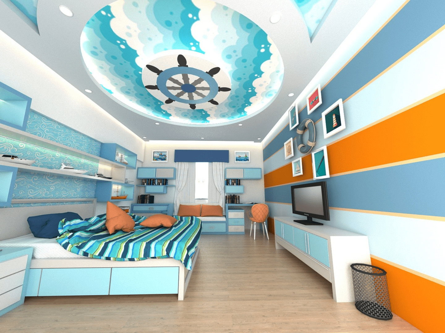 Mẫu trần thạch cao phòng ngủ 20m2 đẹp dành cho bé