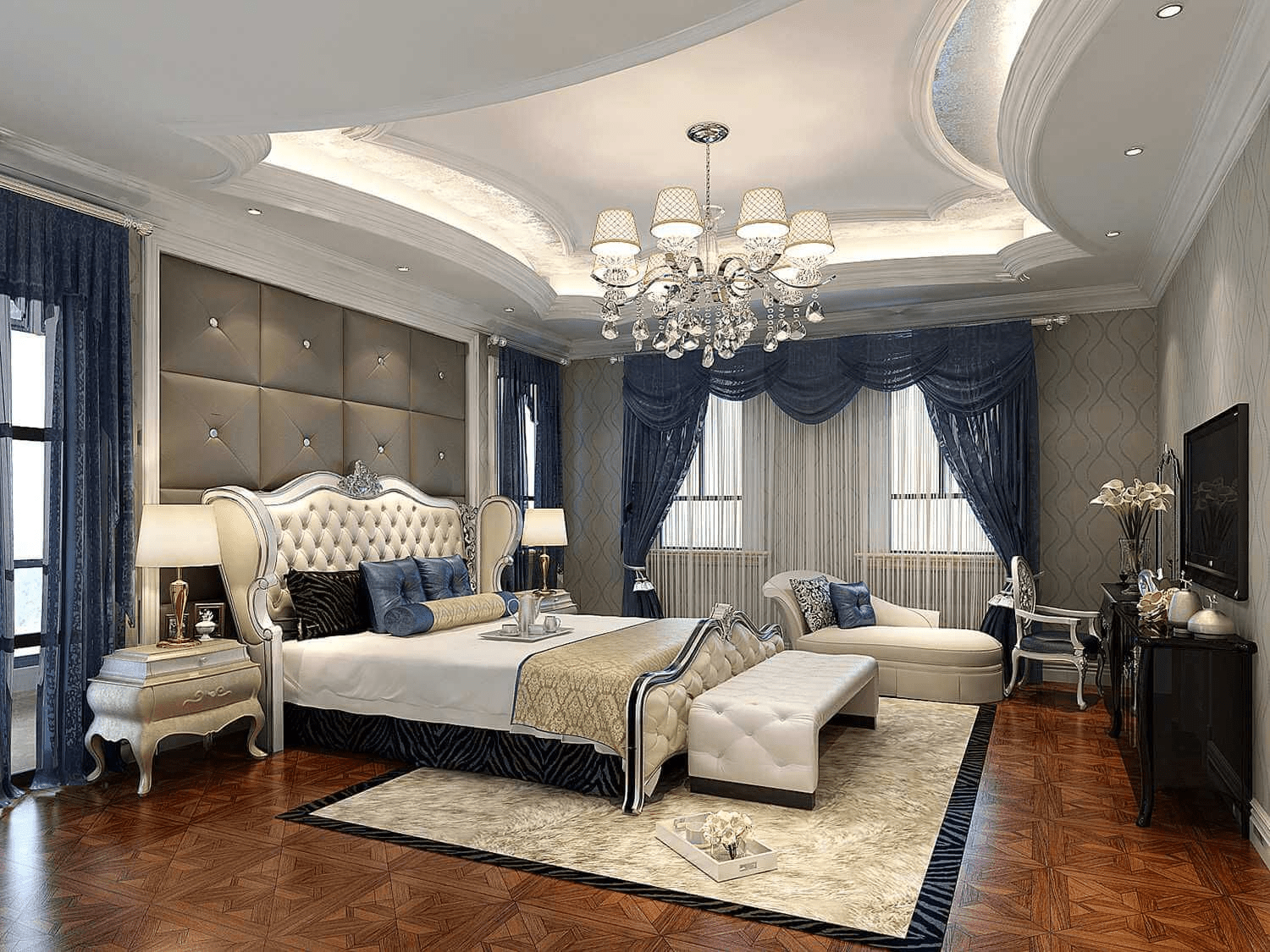 Mẫu trần thạch cao phòng ngủ 20m2 đẹp, đường cắt uốn tinh tế