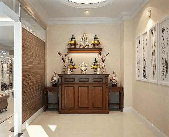 Vách ngăn phòng thờ bằng thạch cao