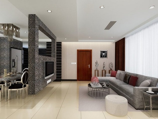 Mẫu vách thạch cao phòng khách tối giản